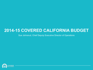2014-15 COVERED CALIFORNIA BUDGET