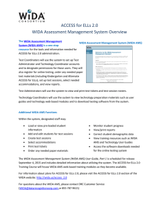 ACCESS for ELLs 2.0 WIDA Assessment Management System Overview