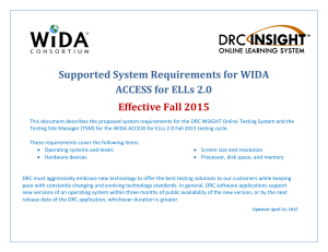 Supported System Requirements for WIDA ACCESS for ELLs 2.0 Effective Fall 2015
