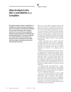 Alias Analysis in the DEC C and DIGITAL C++ Compilers