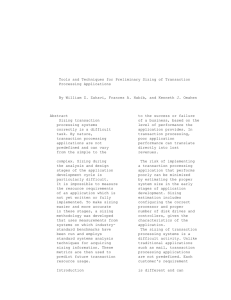 Tools and Techniques for Preliminary Sizing of Transaction Processing Applications