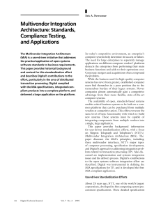 Multivendor Integration Architecture: Standards, Compliance Testing, and Applications