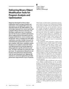 Delivering Binary Object Modification Tools for Program Analysis and Optimization