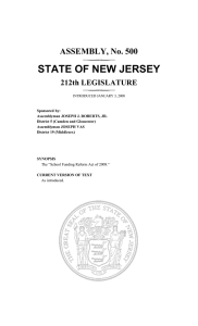 STATE OF NEW JERSEY ASSEMBLY, No. 500 212th LEGISLATURE
