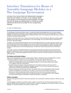 Interface Translation for Reuse of Assembly-Language Modules in a Two-Language Environment