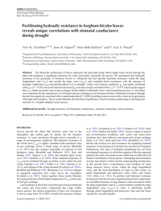 Sorghum bicolor reveals unique correlations with stomatal conductance during drought Troy W. Ocheltree