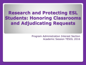 Research and Protecting ESL Students: Honoring Classrooms and Adjudicating Requests