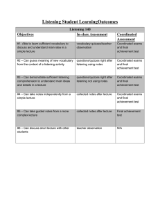 Listening Student LearningOutcomes Listening 140 Objectives In-class Assessment