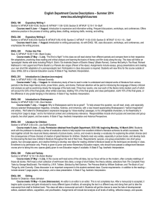 English Department Course Descriptions – Summer 2014 www.ksu.edu/english/courses