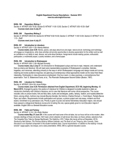 English Department Course Descriptions – Summer 2012  www.ksu.edu/english/courses ENGL 100