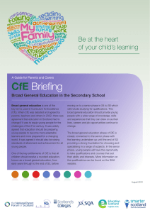 CfE Briefing Broad General Education in the Secondary School