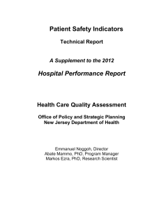 Patient Safety Indicators Hospital Performance Report  Health Care Quality Assessment