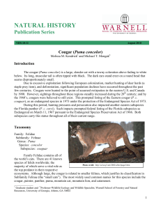 NATURAL HISTORY Publication Series Puma concolor