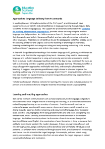 Approach to language delivery from P1 onwards