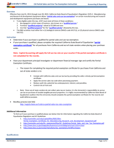 CA Partial Sales and Use Tax Exemption Instruction Overview