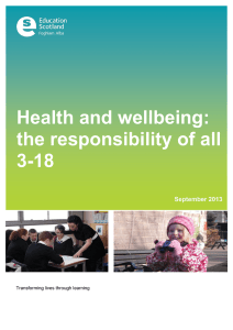 Health and wellbeing: the responsibility of all 3-18 September 2013