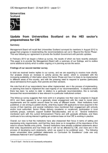 Update  from  Universities  Scotland  on ... preparedness for CfE – 23 April 2013 – paper 5.1