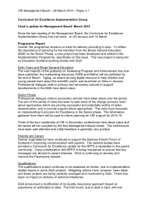 – 26 March 2014 – Paper 3.1 CfE Management Board