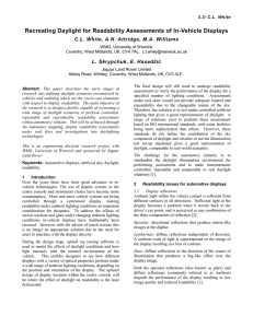 Recreating Daylight for Readability Assessments of In-Vehicle Displays Hasedžić L. Skrypchuk, E.