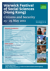 Warwick Festival of Social Sciences (Hong Kong) Citizens and Security