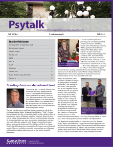 Psytalk Inside this issue Department of Psychological Sciences, Kansas State University