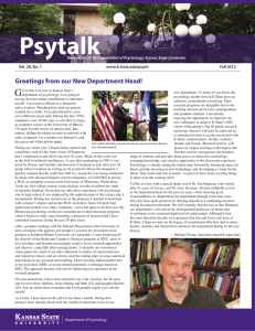 Psytalk G Greetings from our New Department Head!