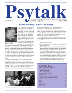 Psytalk Alumni Advisory Council – An Update Vol. 16, No. 1 October 2008