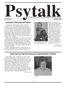 Psytalk SHARON STERLING RETIRES! Vol. 10, No. 1 October 2002