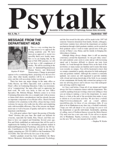 Psytalk MESSAGE FROM THE Vol. 5, No. 1 September 1997