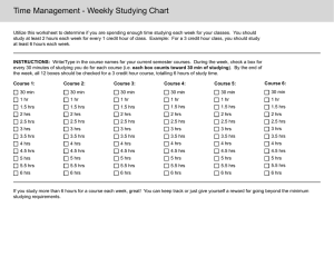 Time Management - Weekly Studying Chart