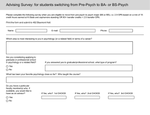 Advising Survey: for students switching from Pre-Psych to BA- or...