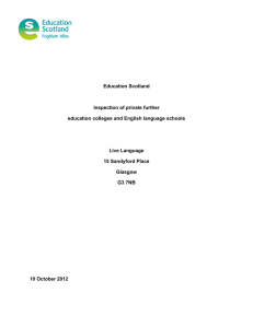 Education Scotland Inspection of private further education colleges and English language schools