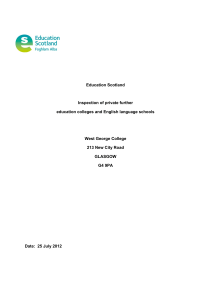 Education Scotland Inspection of private further education colleges and English language schools