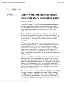 Army work continues at dump site; temporary evacuation ends