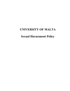 UNIVERSITY OF MALTA Sexual Harassment Policy