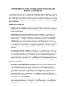 K-STATE DEPARTMENT OF MODERN LANGUAGES: SCHOLARSHIP INFORMATION SHEET