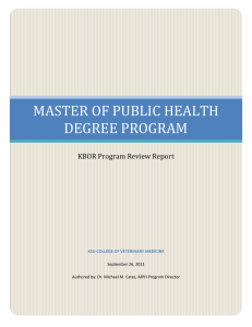 MASTER OF PUBLIC HEALTH DEGREE PROGRAM KBOR Program Review Report