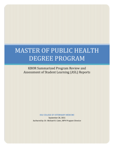 MASTER OF PUBLIC HEALTH DEGREE PROGRAM KBOR Summarized Program Review and