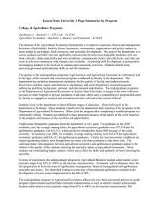 Kansas State University 1-Page Summaries by Program College of Agriculture Programs