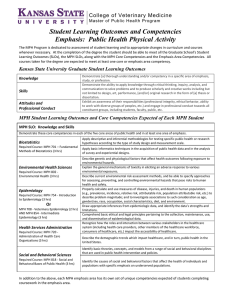 Student Learning Outcomes and Competencies Emphasis:  Public Health Physical Activity