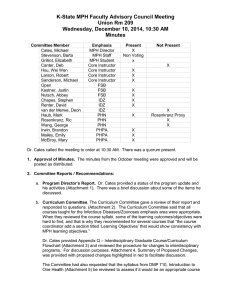 K-State MPH Faculty Advisory Council Meeting Union Rm 209 Minutes