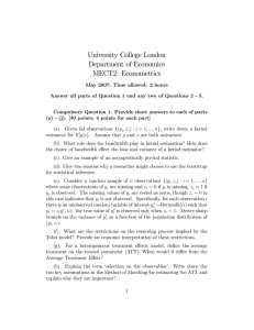 University College London Department of Economics MECT2: Econometrics