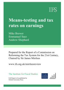 IFS Means-testing and tax rates on earnings