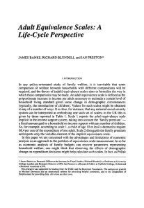 Adult Equivalence Scales: Life-Cycle Perspective A BANKS,