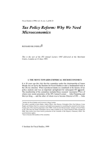 Tax Policy Reform: Why We Need Microeconomics