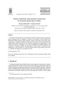 Initial conditions and moment restrictions in dynamic panel data models * Richard Blundell