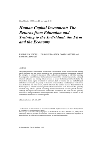 Human Capital Investment: The Returns from Education and and the Economy