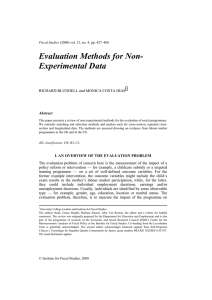 Evaluation Methods for Non- Experimental Data RICHARD BLUNDELL and MONICA COSTA DIAS