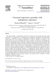 Censored regression quantiles with endogenous regressors ARTICLE IN PRESS Richard Blundell