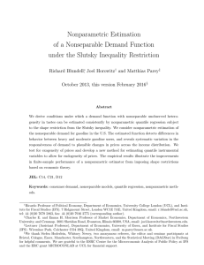 Nonparametric Estimation of a Nonseparable Demand Function under the Slutsky Inequality Restriction